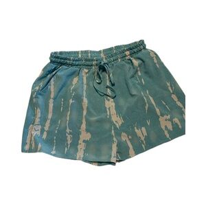 Young USA Athletic Shorts Elastic Waistband Green Cream Size XL